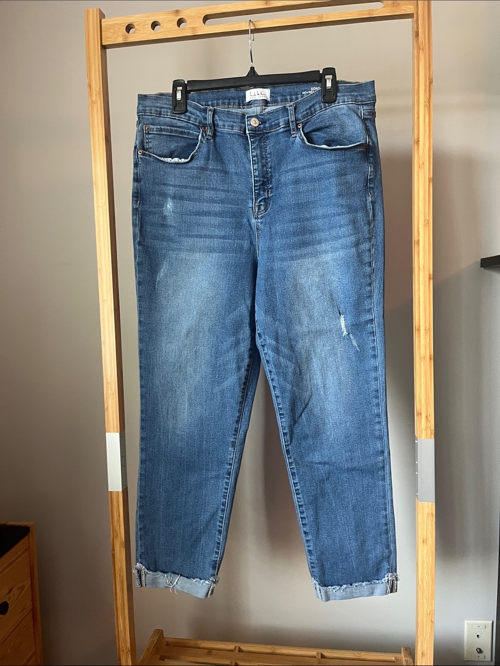 Nicole Miller Medium Blue Boyfriend Jeans with Rolled Cuffs